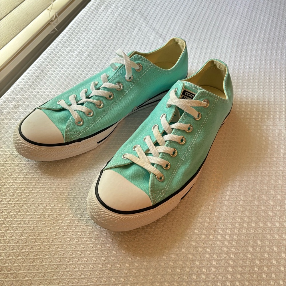 Converse Aqua Canvas Sneakers with White Laces